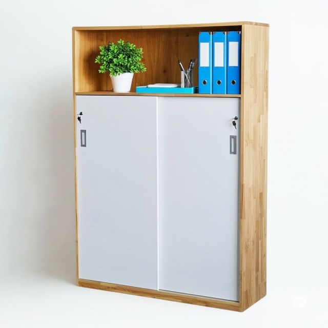 Tủ hồ sơ cửa trượt 120x40x172cm gỗ cao su 